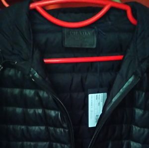 Prada leather jacket with hoodie